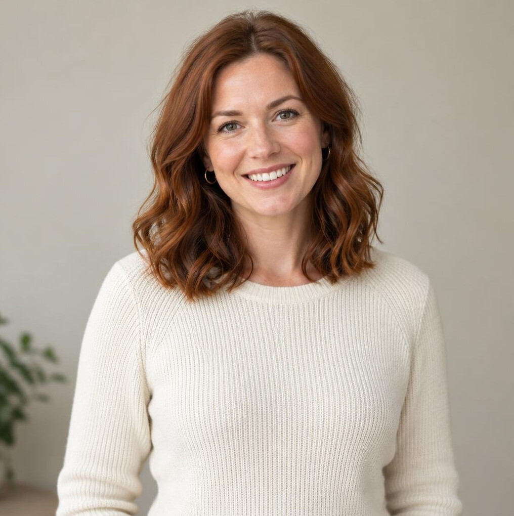 Portrait of a smiling woman with wavy hair