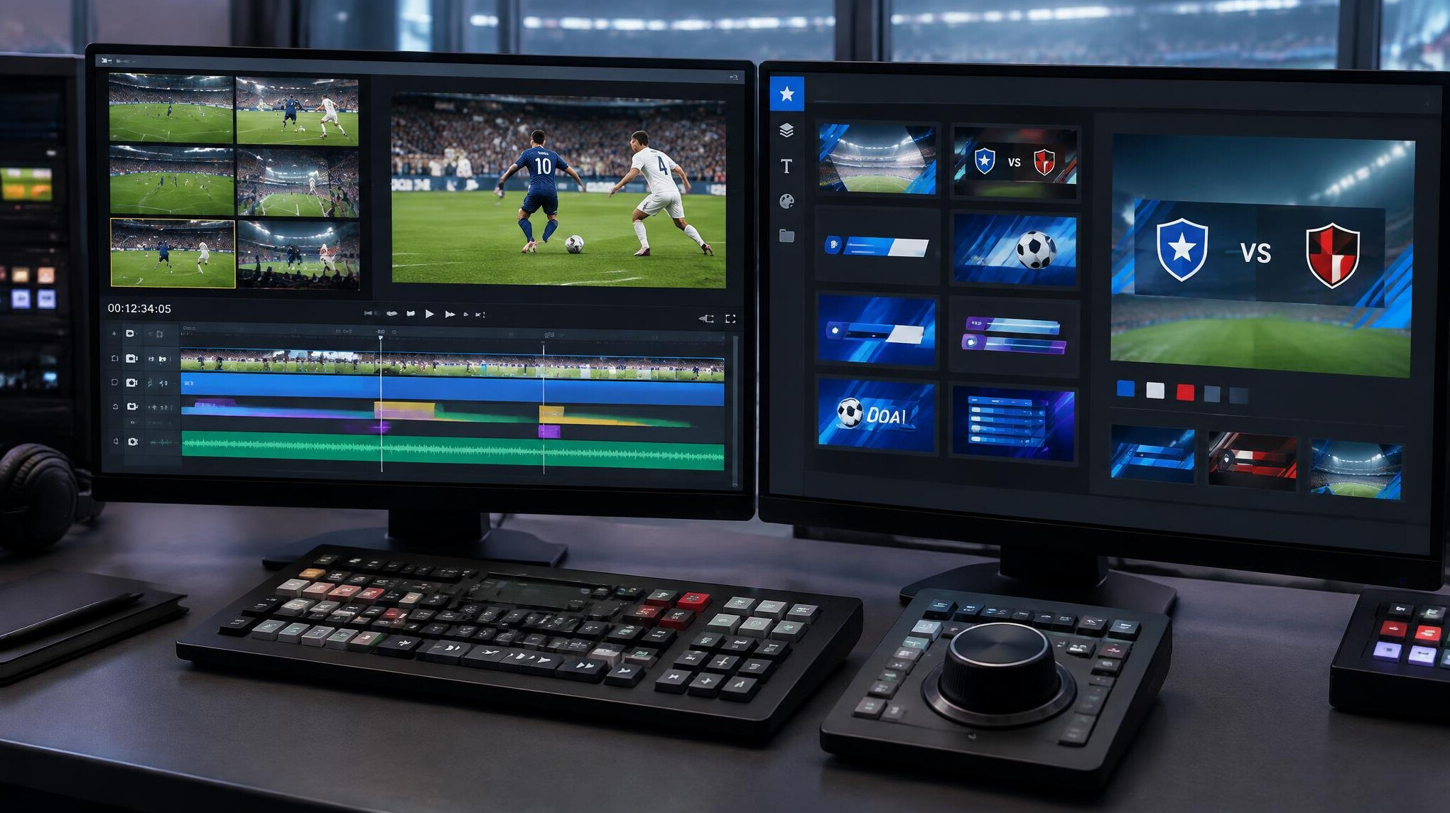 Video playback and replay equipment on a desk